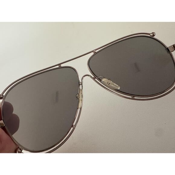 Chloe Sunglasses Womens Silver Mirrored CE121S 744 61-11 140 Aviator Made Italy